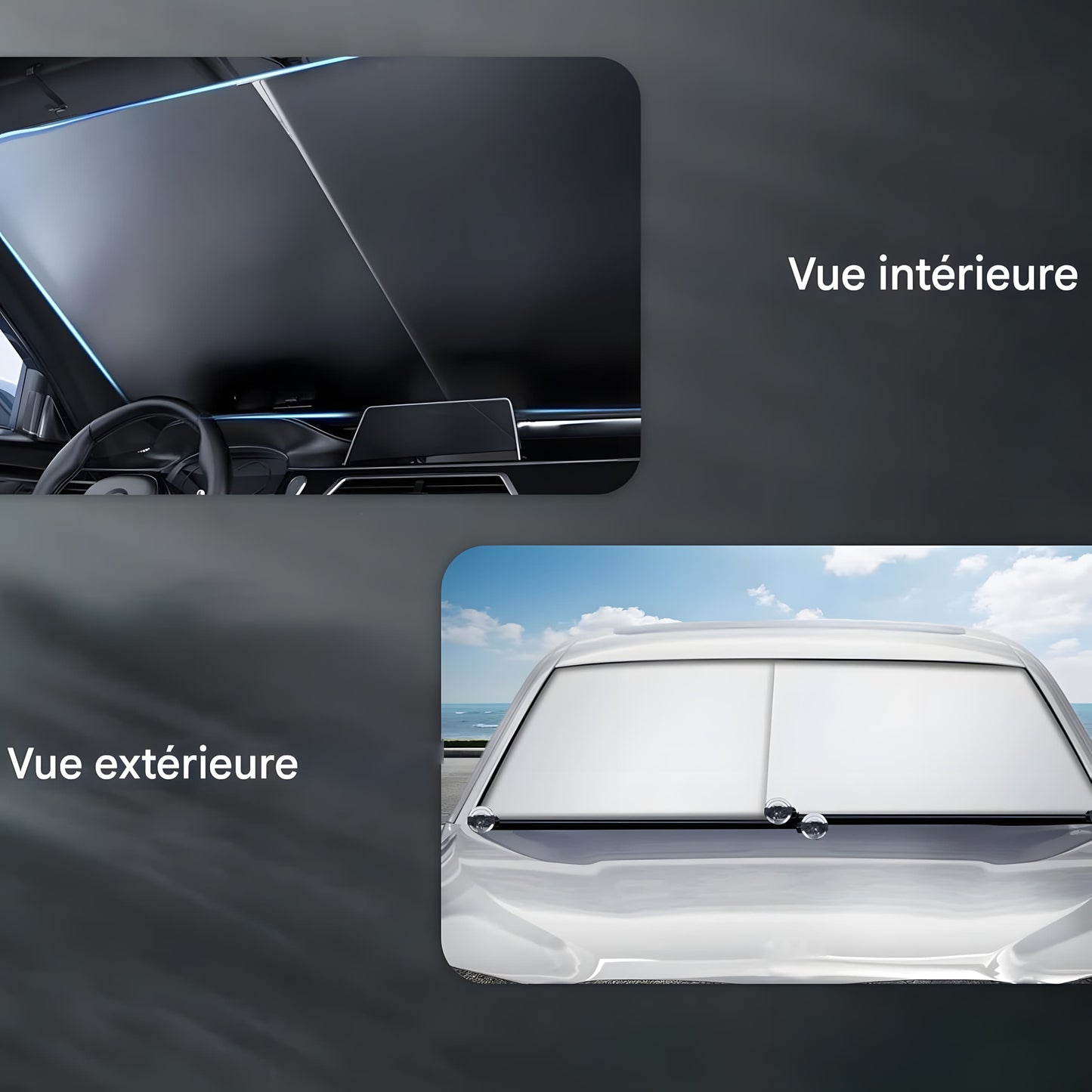 PARE-SOLEIL RÉTRACTABLE AUTOMATIQUE POUR VOITURE – PROTECTION UV 99% INSTALLATION EXPRESS