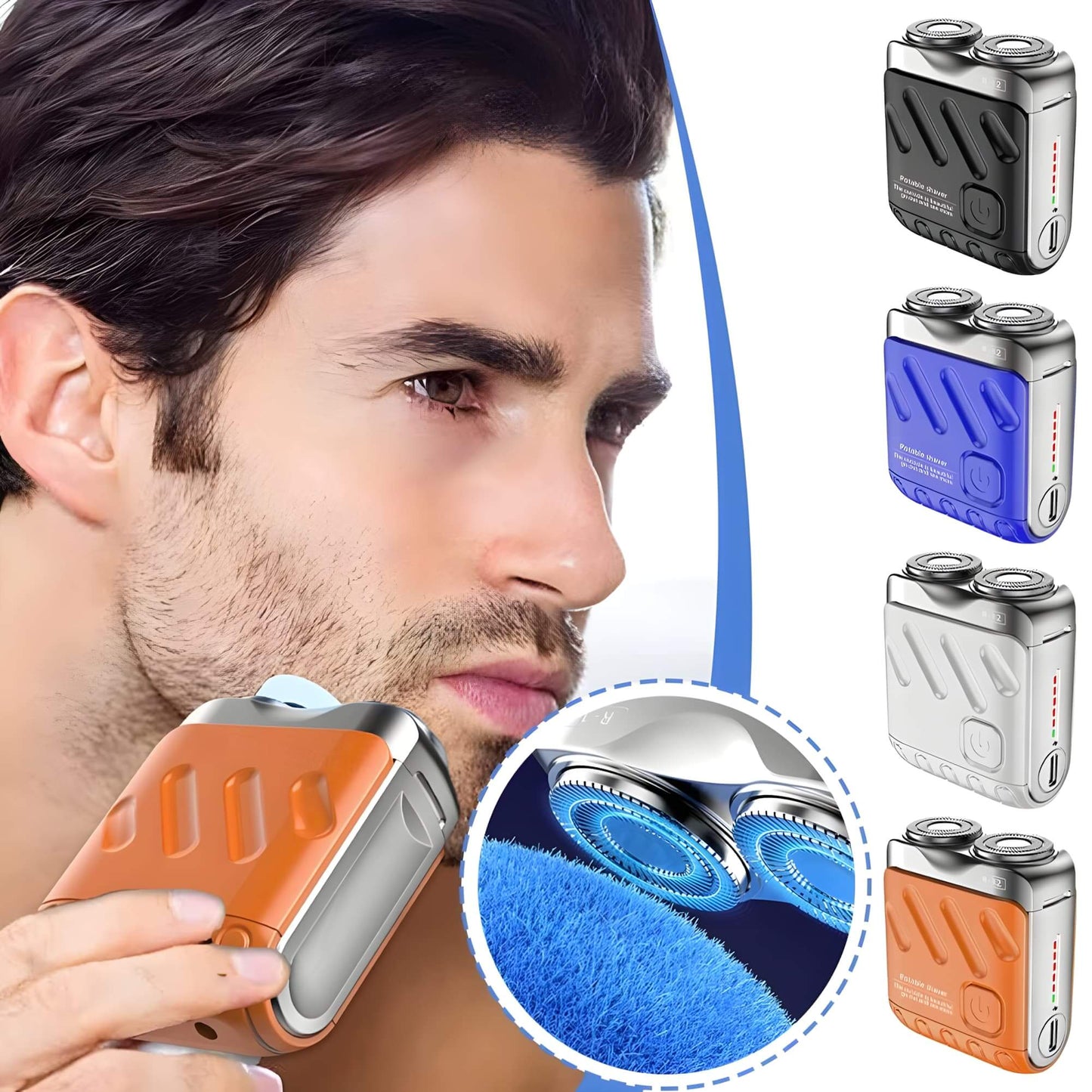 RASOIR ÉLECTRIQUE PORTABLE À DOUBLE ANNEAU – ÉTANCHE, SILENCIEUX ET COMPACT