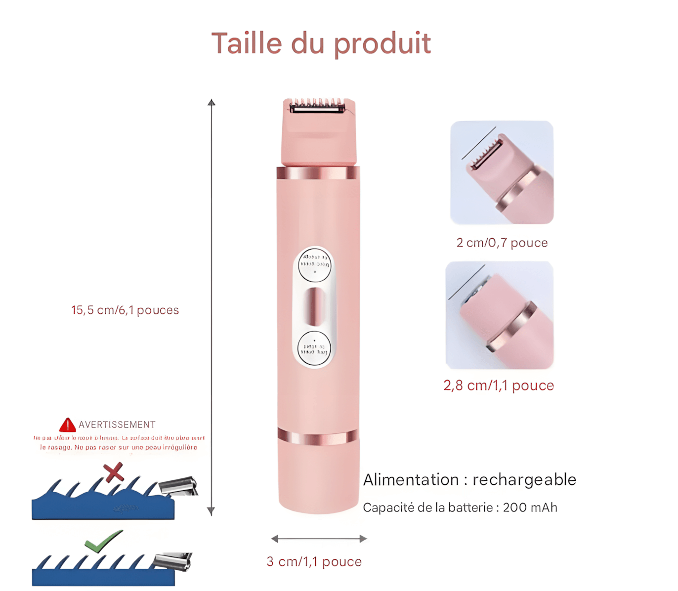 RASOIR ÉLECTRIQUE BIKINIZONE 2-EN-1 RECHARGEABLE – DOUX EFFICACE POUR PEAUX SENSIBLES