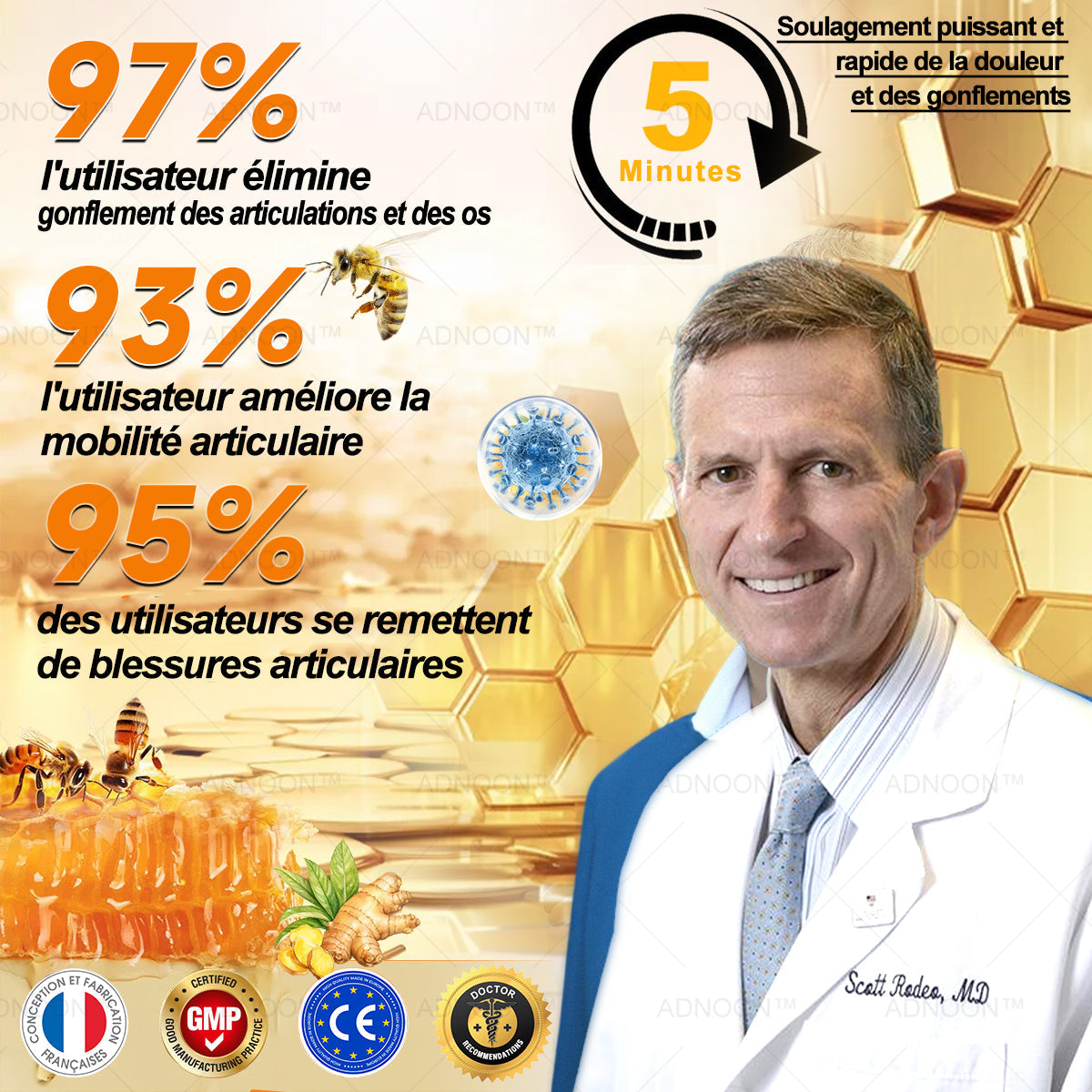 ADNOON® CRÈME DE GUÉRISON DES OS ET DE SOULAGEMENT DE LA DOULEUR AU BOTOX ET VENIN D'ABEILLE