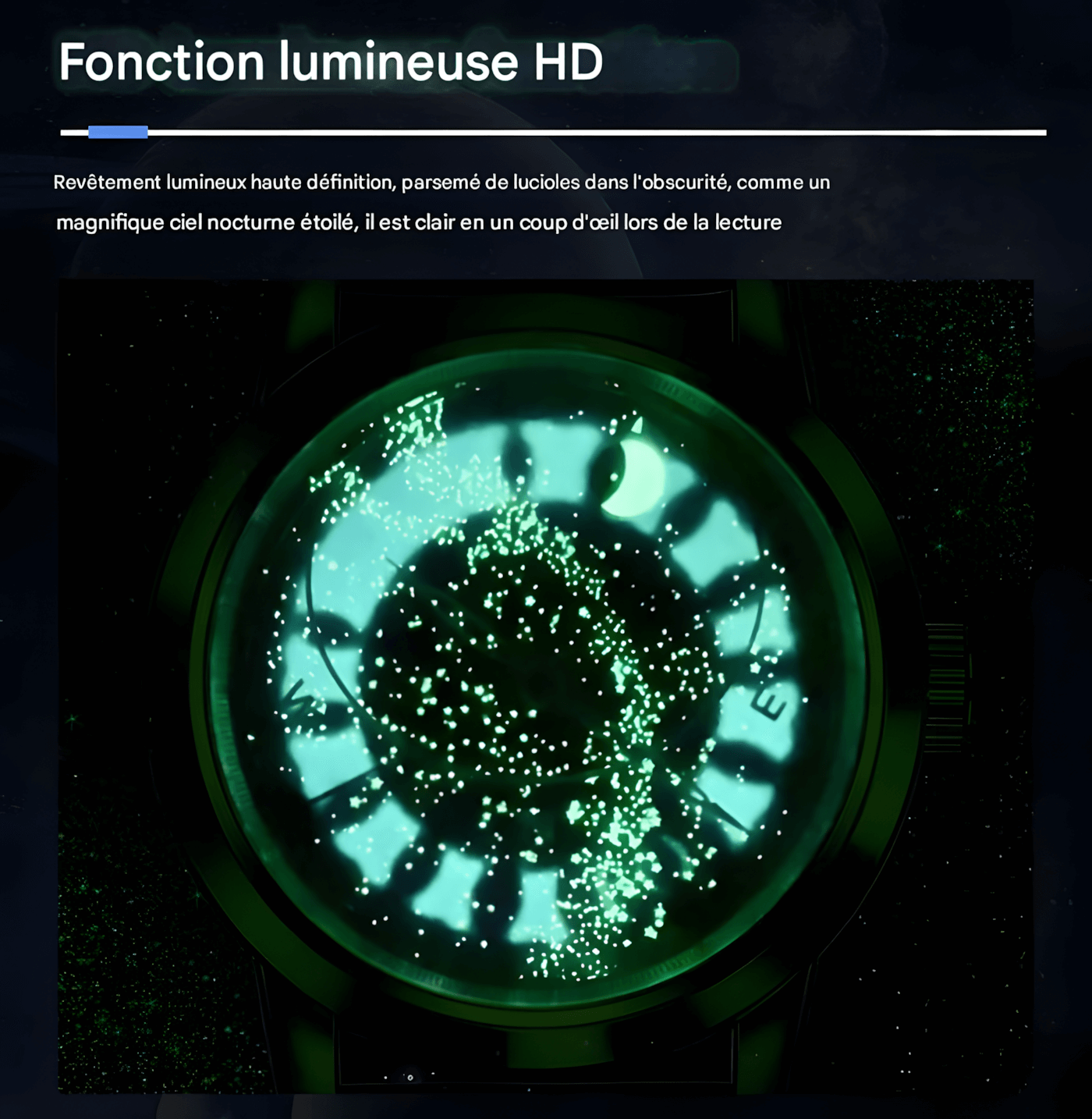 MONTRE MÉCANIQUE HOMME CIEL ÉTOILÉ « SKY MOON » – AUTOMATIQUE DE LUXE AVEC PHASES DE LUNE ET BRACELET EN CUIR BLEU