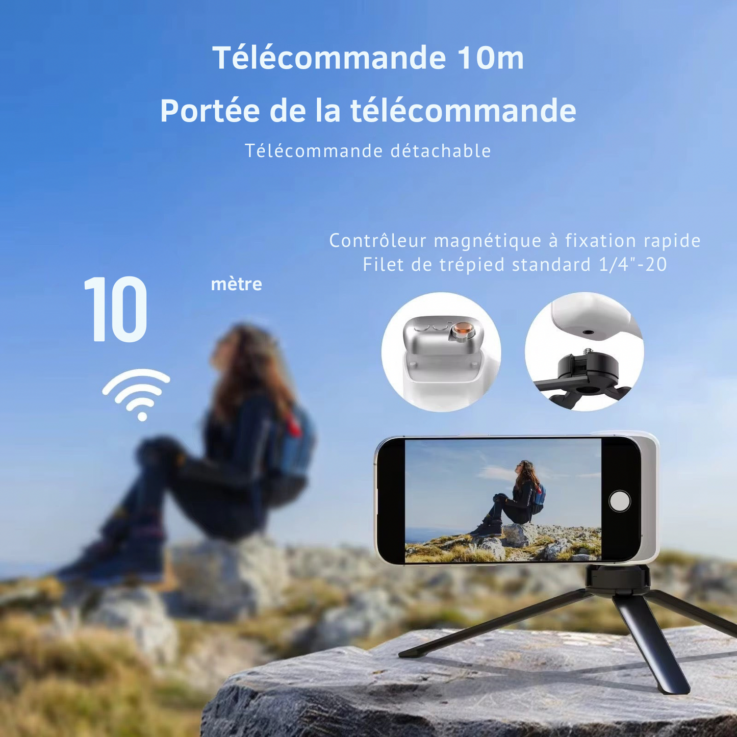 Grip Magnétique Smartphone avec Lumière Led - TELESIN