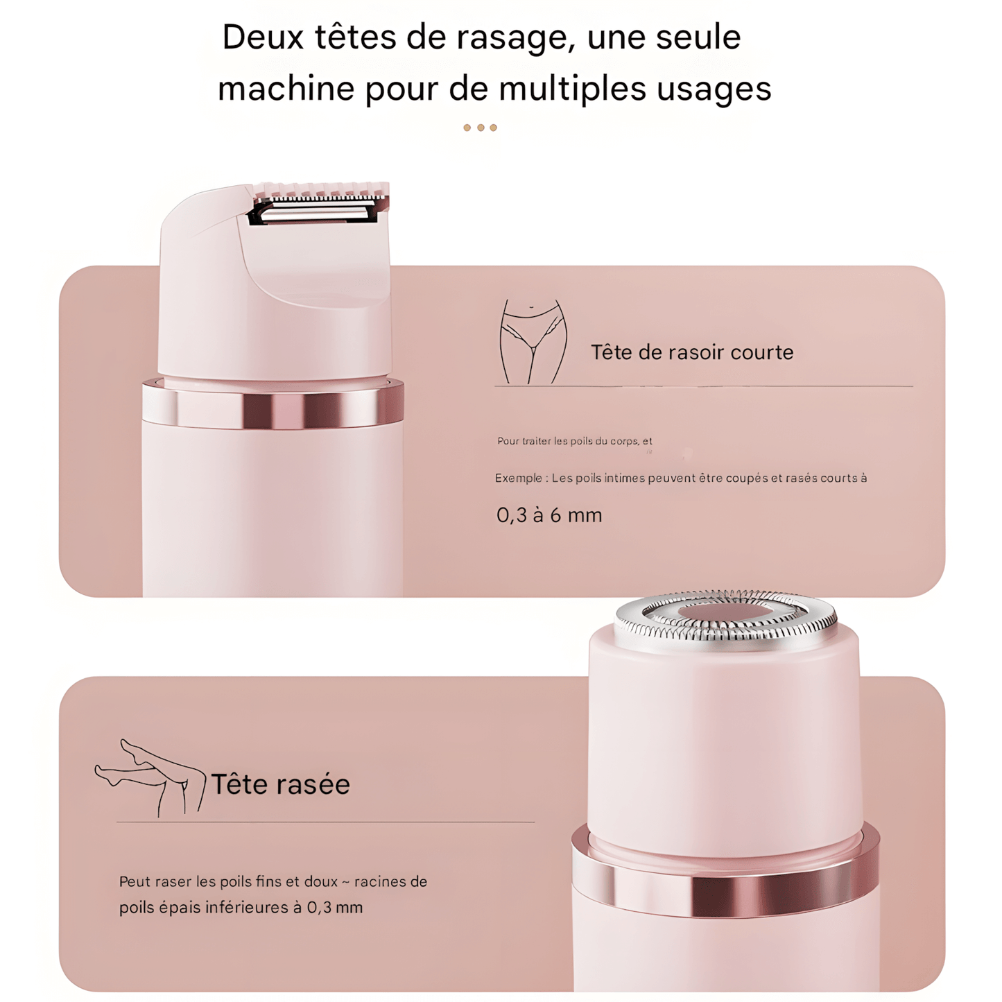 RASOIR ÉLECTRIQUE BIKINIZONE 2-EN-1 RECHARGEABLE – DOUX EFFICACE POUR PEAUX SENSIBLES