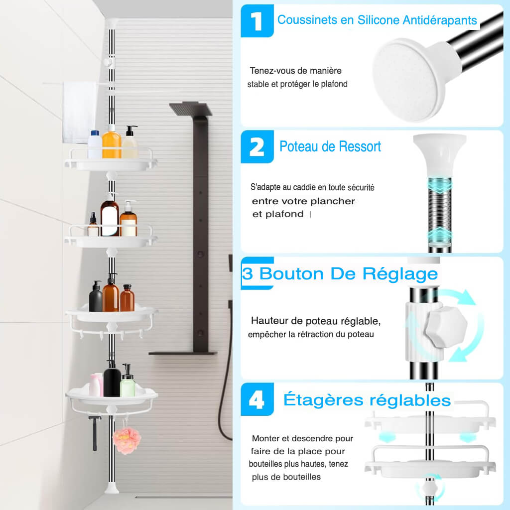 Storix™ - Étagère de Douche Réglable et Anticorrosion