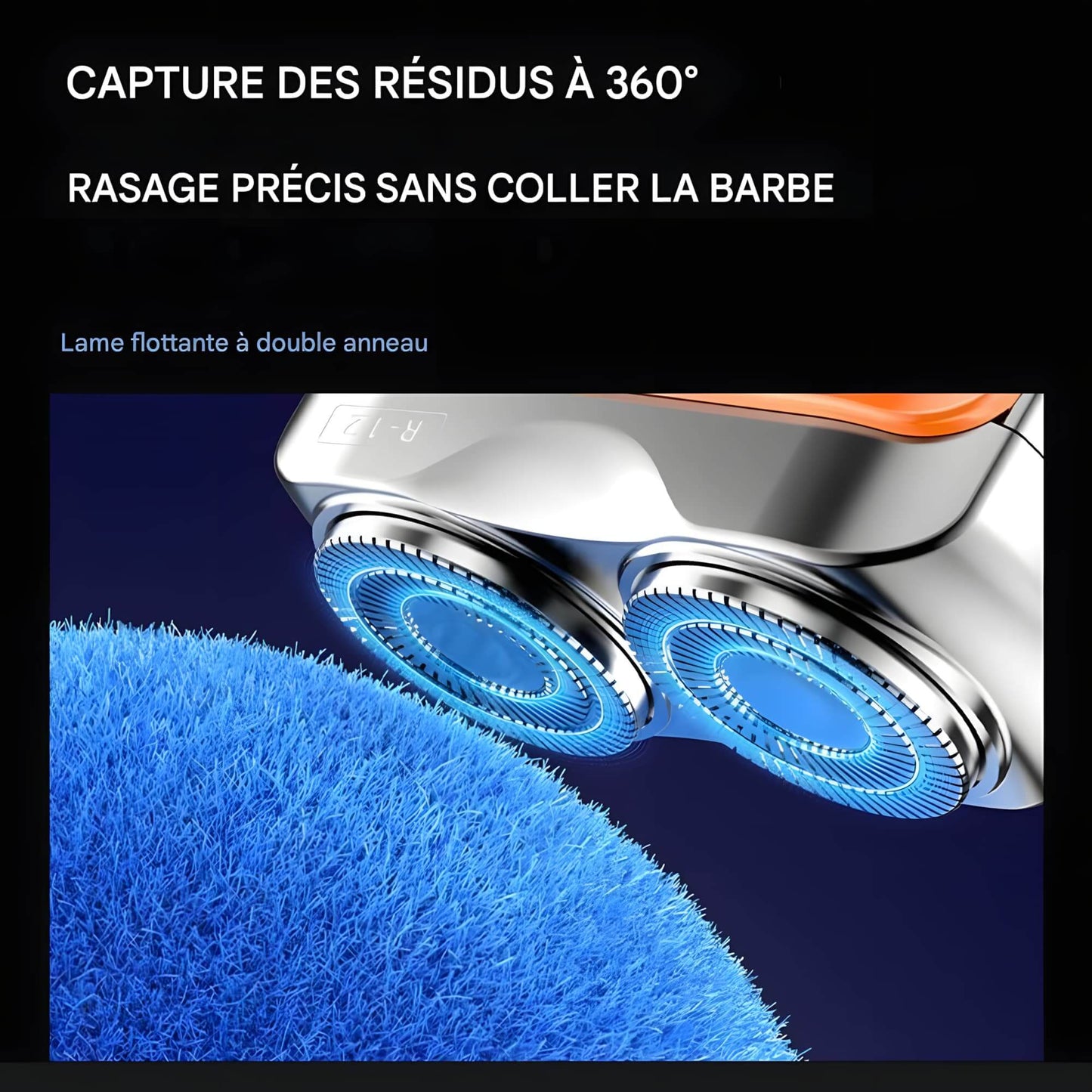 RASOIR ÉLECTRIQUE PORTABLE À DOUBLE ANNEAU – ÉTANCHE, SILENCIEUX ET COMPACT