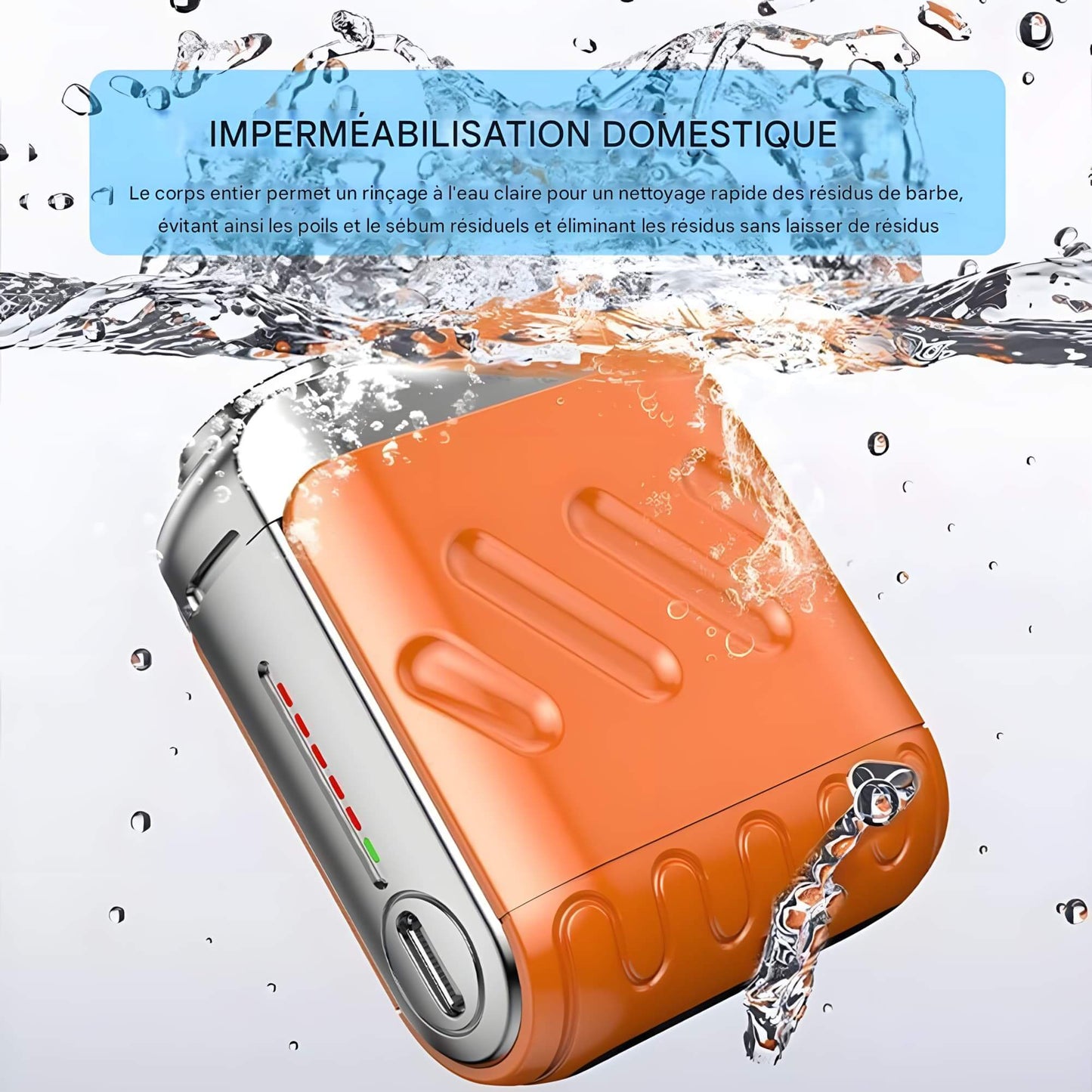 RASOIR ÉLECTRIQUE PORTABLE À DOUBLE ANNEAU – ÉTANCHE, SILENCIEUX ET COMPACT