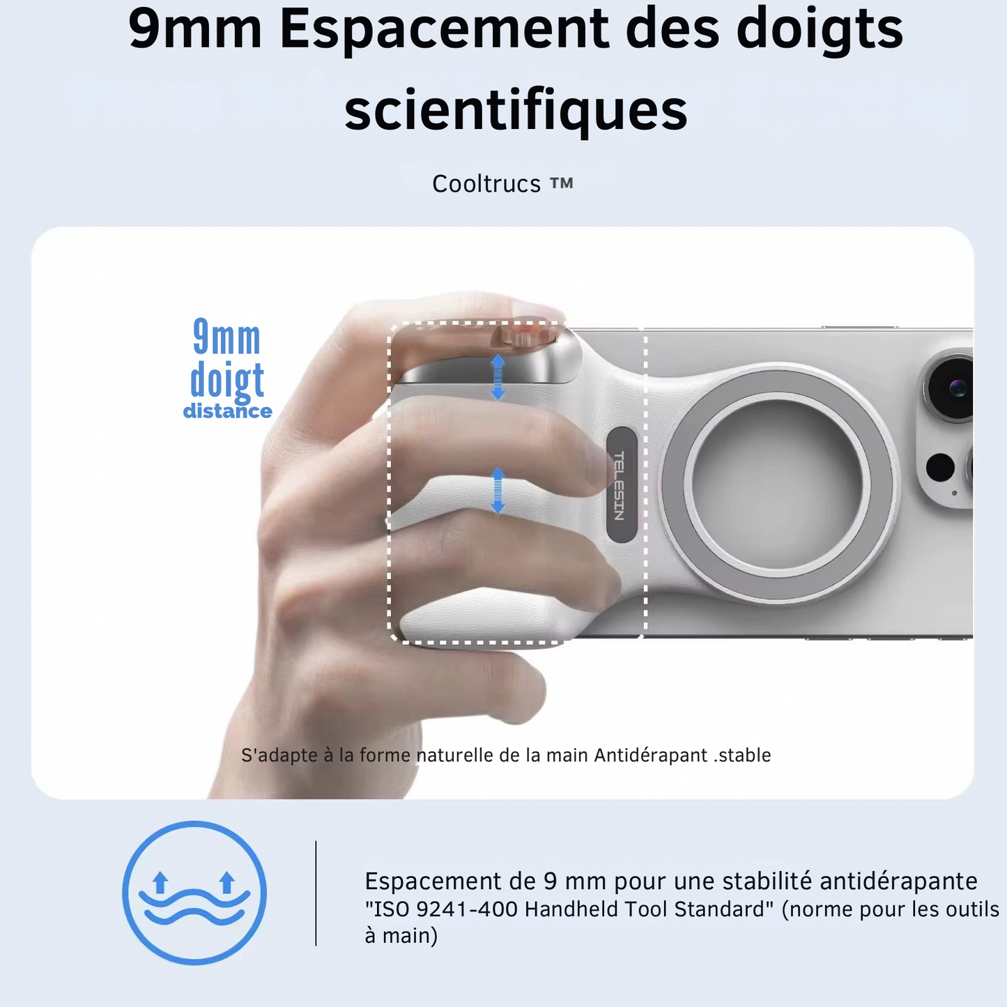 Grip Magnétique Smartphone avec Lumière Led - TELESIN
