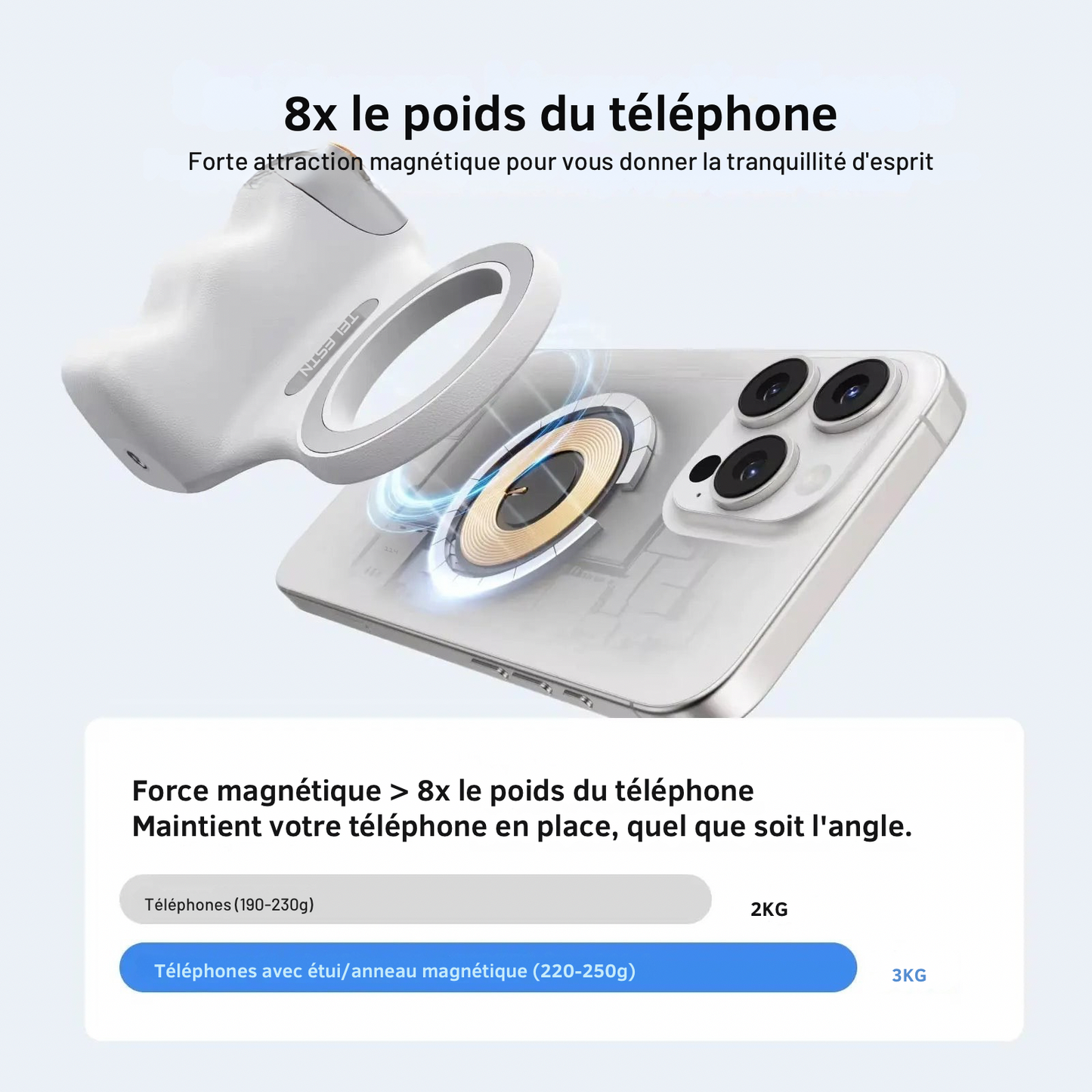 Grip Magnétique Smartphone avec Lumière Led - TELESIN