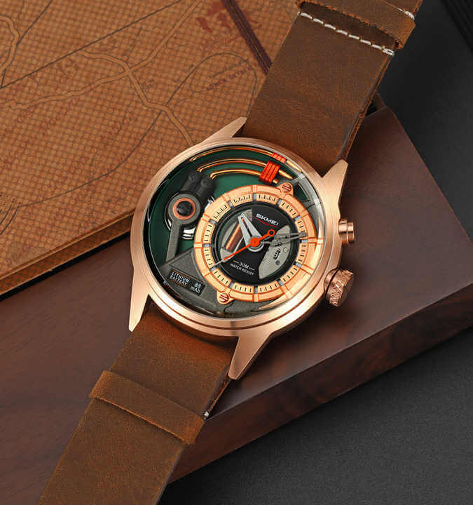 MONTRE HOMME SKMEI 2333 EN CUIR ÉTANCHE ÉLÉGANTE, MODERNE ET SPORTIVE