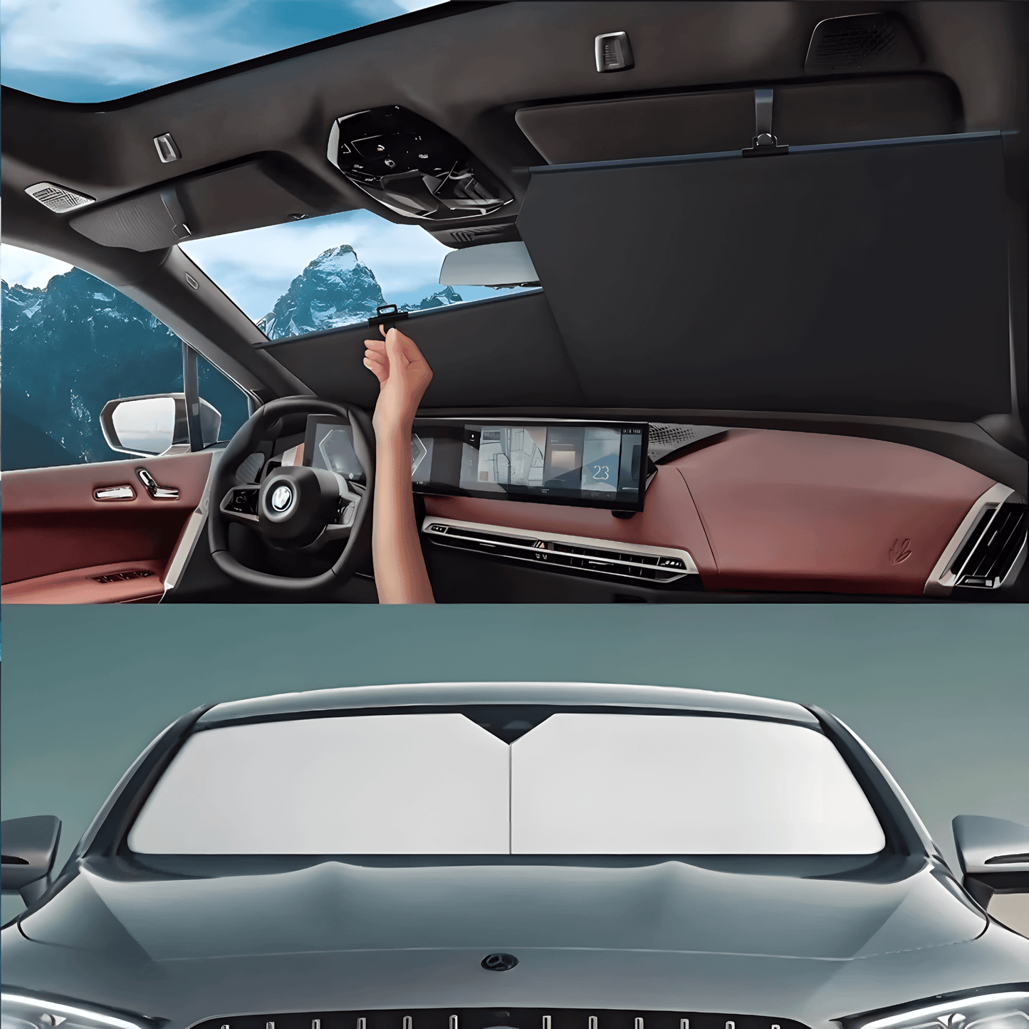 PARE-SOLEIL RÉTRACTABLE AUTOMATIQUE POUR VOITURE – PROTECTION UV 99% INSTALLATION EXPRESS