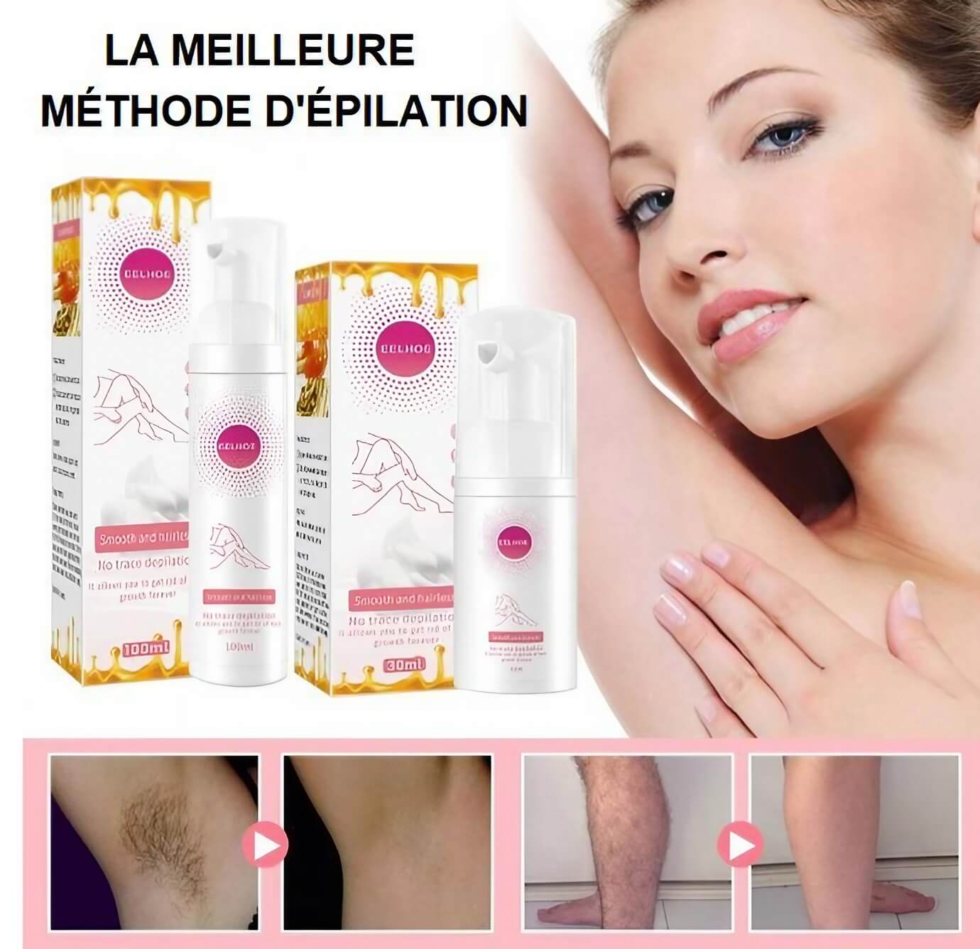 MOUSSE D'ÉPILATION DOUCE À LA CIRE D'ABEILLE - PEAU LISSE ET HYDRATÉE