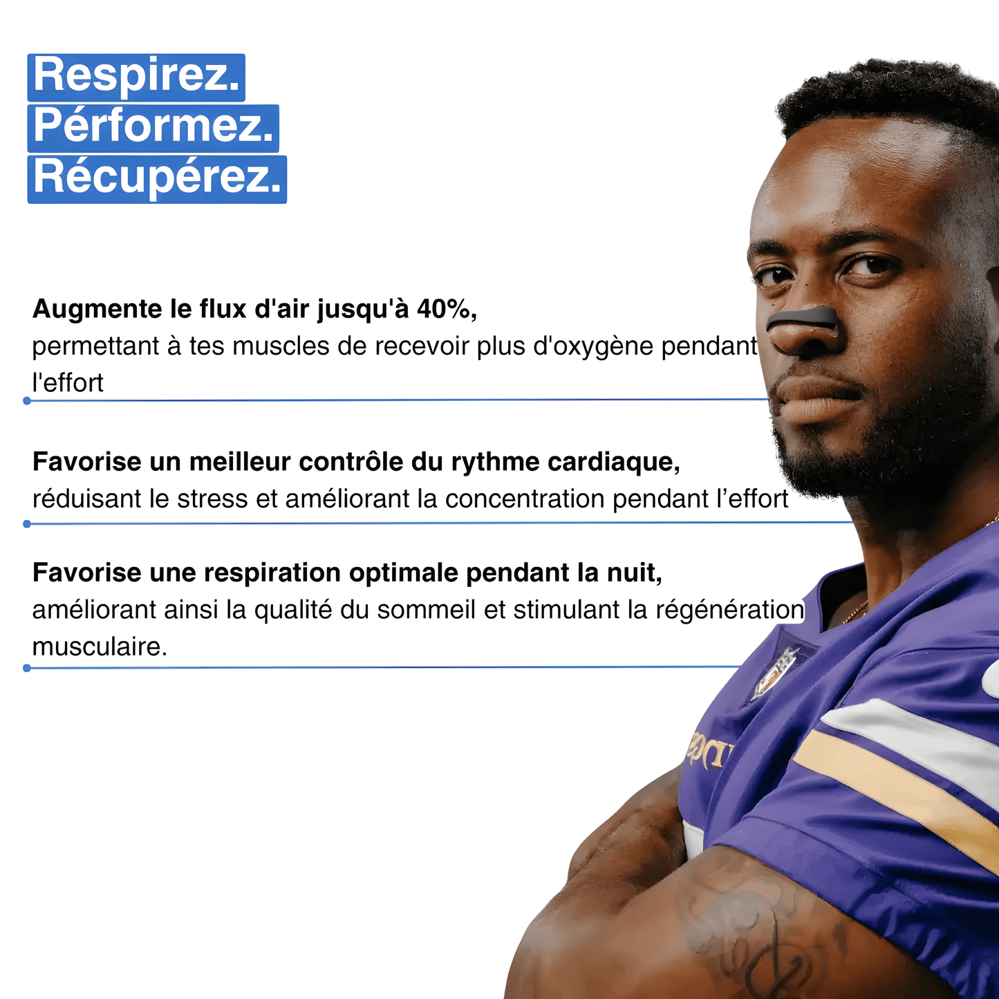 BANDES MAGNÉTIQUES POUR LE NEZ AFIN D'AMÉLIORER LA RESPIRATION ET FAVORISER LE CONFORT