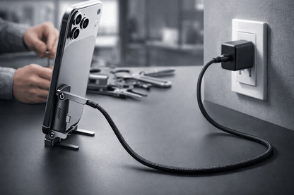 CHARGEUR CABLE INVISIBLE 2-EN-1 AVEC SUPPORT & CHARGEMENT ULTRA RAPIDE 240W