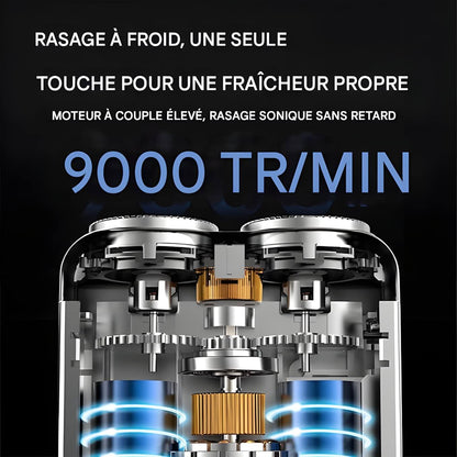 RASOIR ÉLECTRIQUE PORTABLE À DOUBLE ANNEAU – ÉTANCHE, SILENCIEUX ET COMPACT