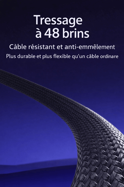 CHARGEUR CABLE INVISIBLE 2-EN-1 AVEC SUPPORT & CHARGEMENT ULTRA RAPIDE 240W