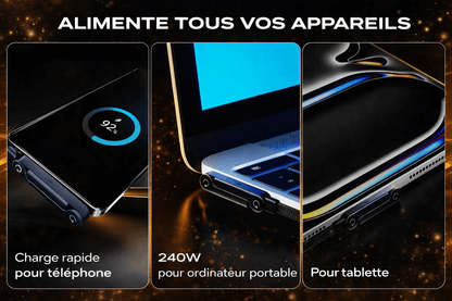 CHARGEUR CABLE INVISIBLE 2-EN-1 AVEC SUPPORT & CHARGEMENT ULTRA RAPIDE 240W