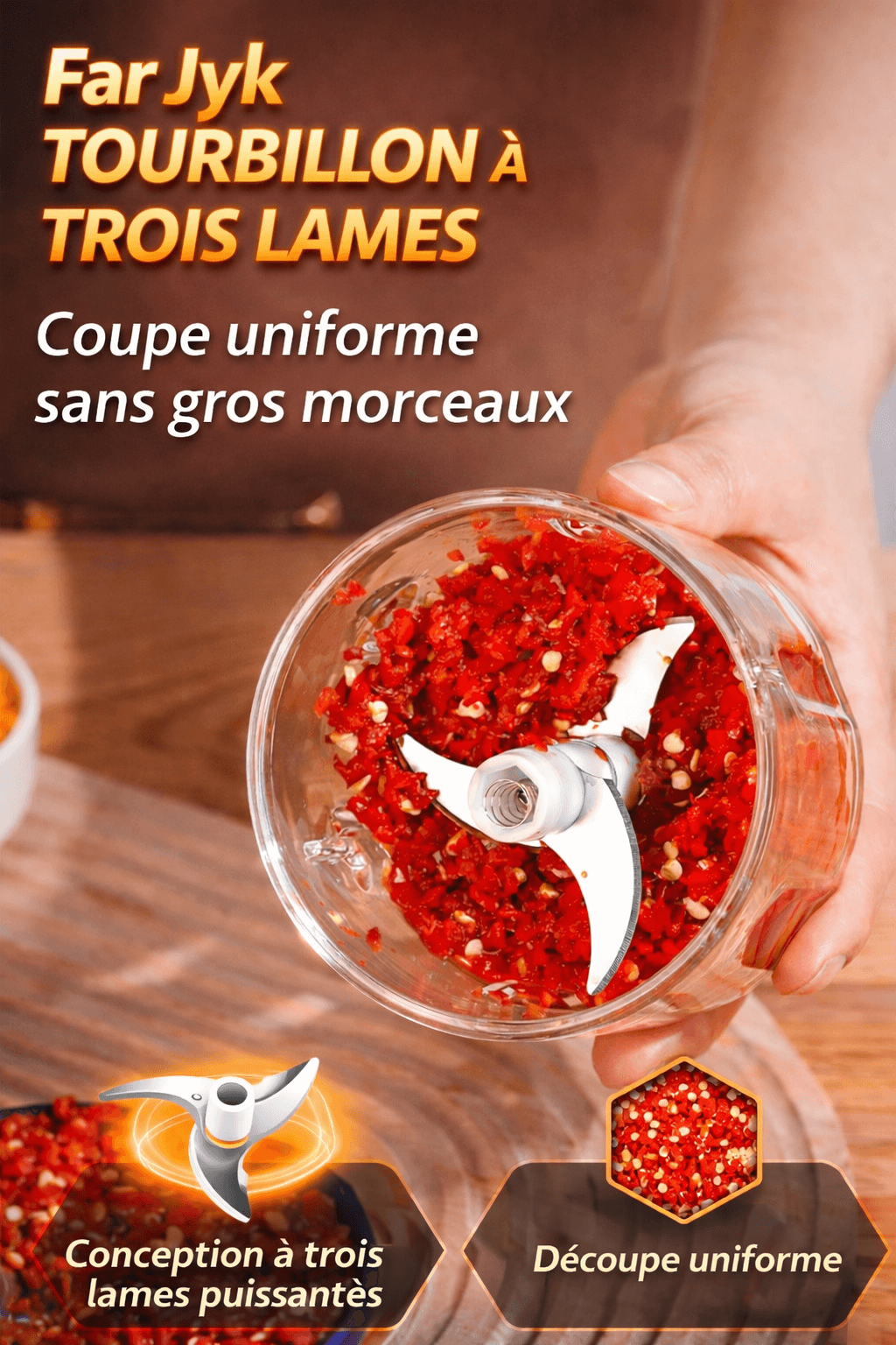 MINI HACHOIR ÉLECTRIQUE SANS FIL USB-C – ULTRA RAPIDE & MULTIFONCTION