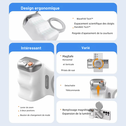 Grip Magnétique Smartphone avec Lumière Led - TELESIN